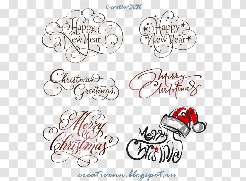 Clip Art Christmas Day Tree Card Ornament - Happy New Year Font Transparent PNG