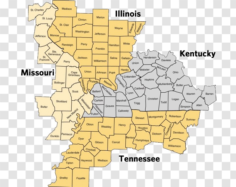 Tennessee Missouri Map Ohio County, Kentucky Illinois–Indiana–Kentucky Tri-state Area - Plan Transparent PNG