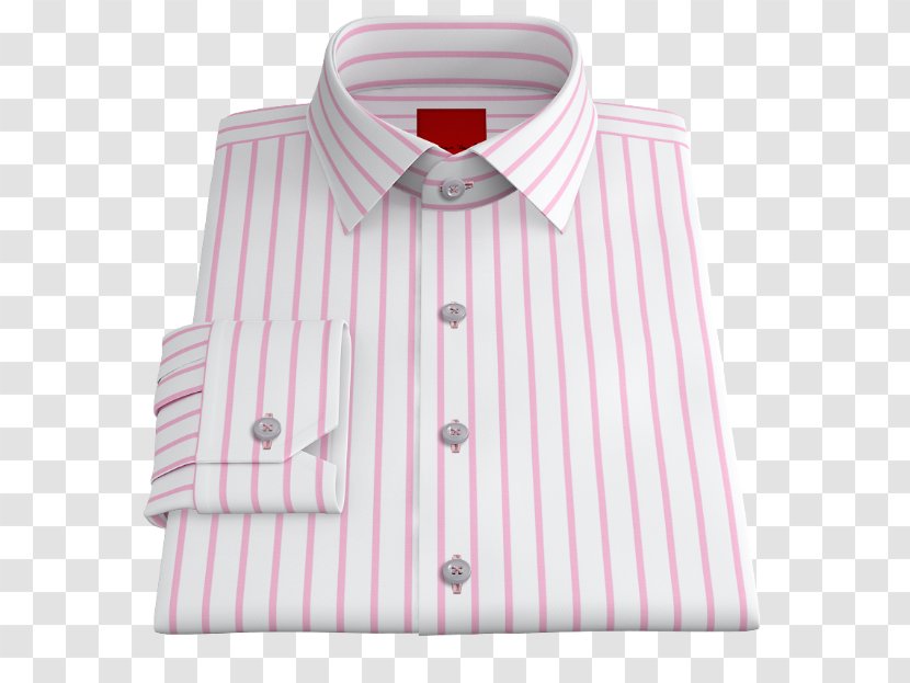 Dress Shirt Collar Sleeve Button Pink M - White - Strip Transparent PNG