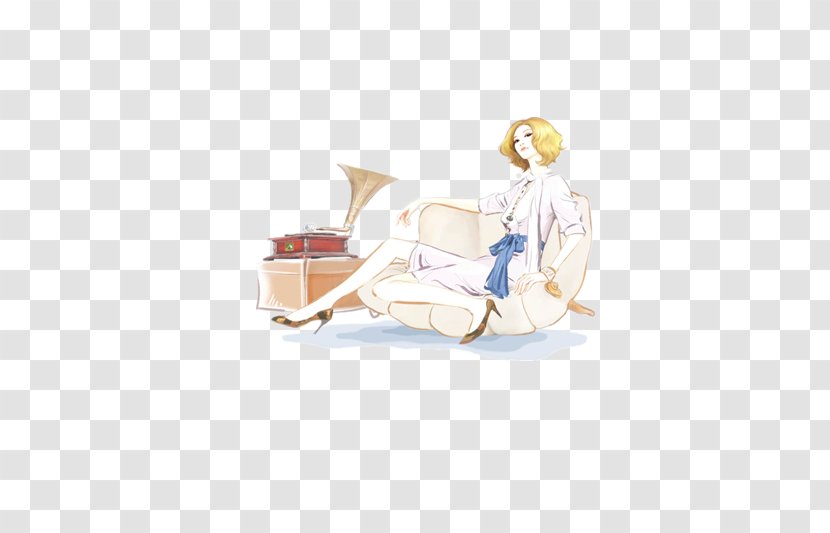 Couch Woman Color Illustration - Flower - Elegant Women Transparent PNG