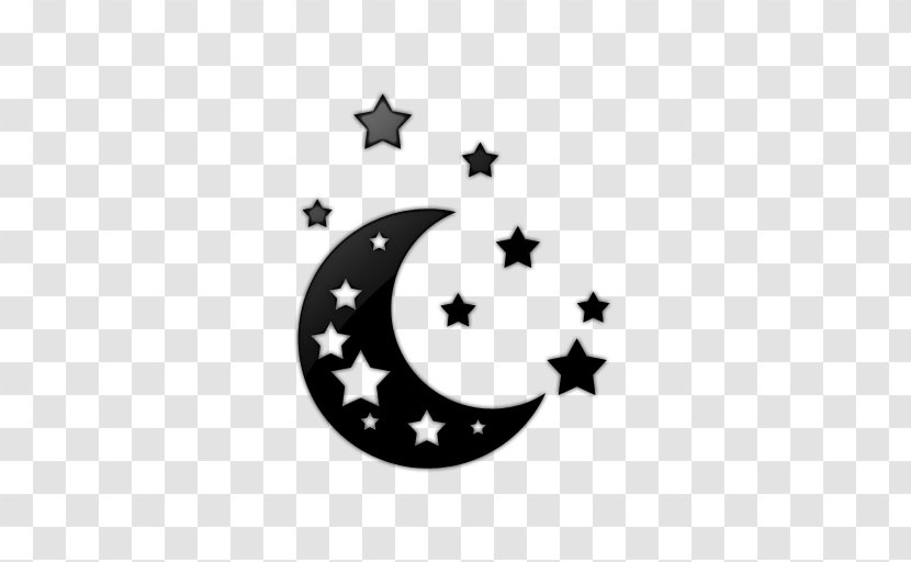 Moon Star Lunar Phase Clip Art - Black And White - Icon Library Transparent PNG