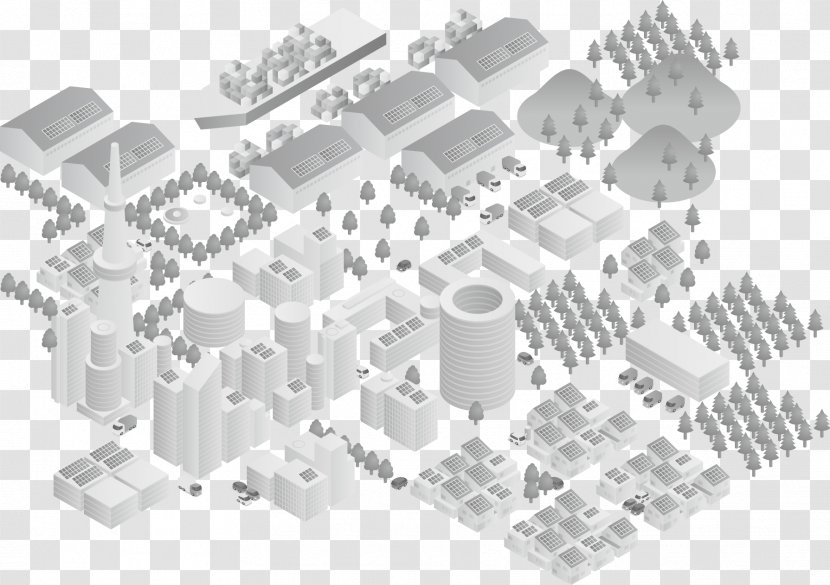 Poster - Structure - Decorative Gray Town Transparent PNG