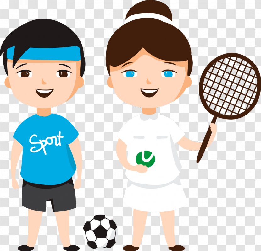 Cartoon Child Sport Illustration - Conversation - Football Tennis Transparent PNG