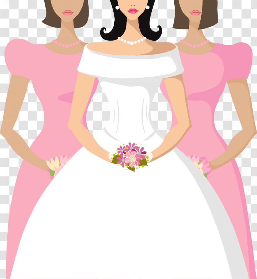 Bridesmaid Wedding Invitation - Cartoon - Vector Hand-painted Bride Transparent PNG