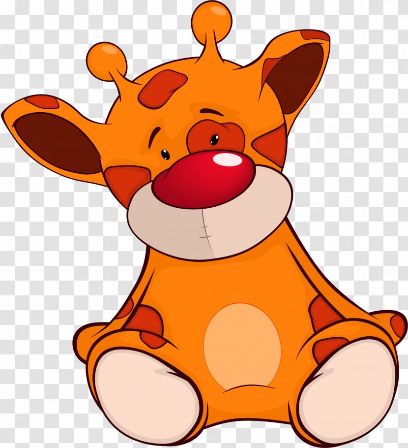 Cartoon Stuffed Toy Funny Animal Clip Art - Plush - Orange Giraffe Transparent PNG
