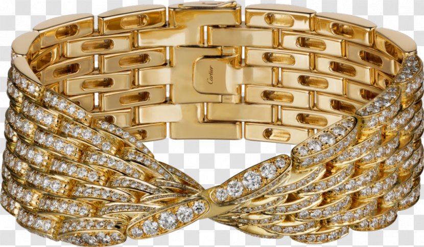 Bangle Bracelet Gold Diamond Cartier - Cut - Seven Rows Transparent PNG