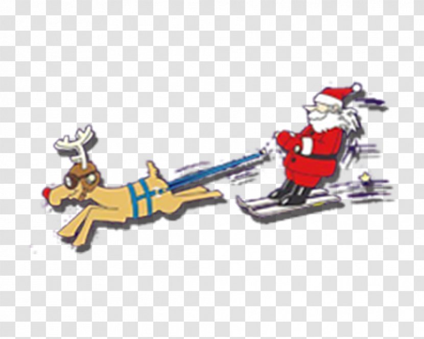 Santa Claus Reindeer Sled Christmas - Sleigh Ride Transparent PNG