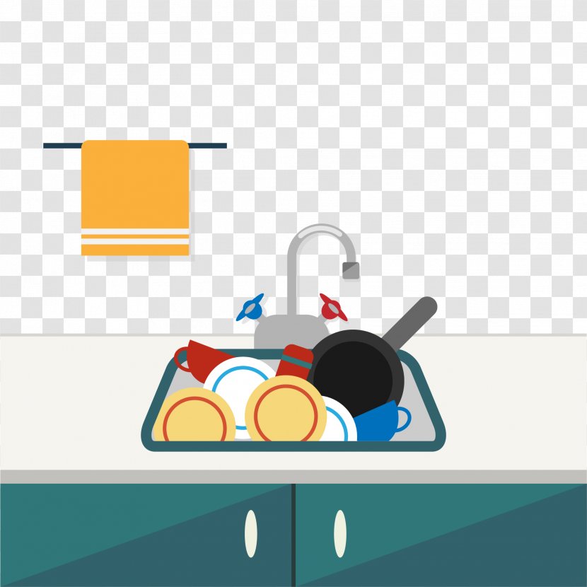 Towel Sink Kitchen Cartoon - Gootsteen - Scene Transparent PNG