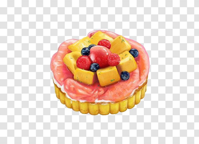 Fruitcake Tart Dessert Watercolor Painting - Grapefruit Tower Transparent PNG