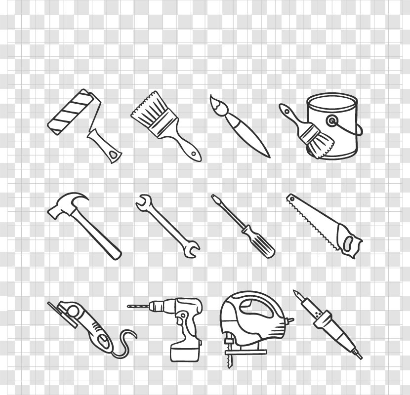 Tool Drawing Woodworking - Vector Repair Tools Transparent PNG