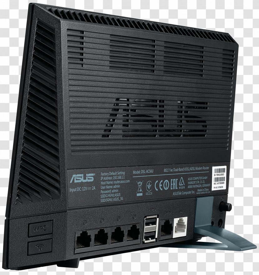 VDSL ASUS DSL-AC56U Router IEEE 802.11ac DSL Modem - Wireless - Adsl Transparent PNG