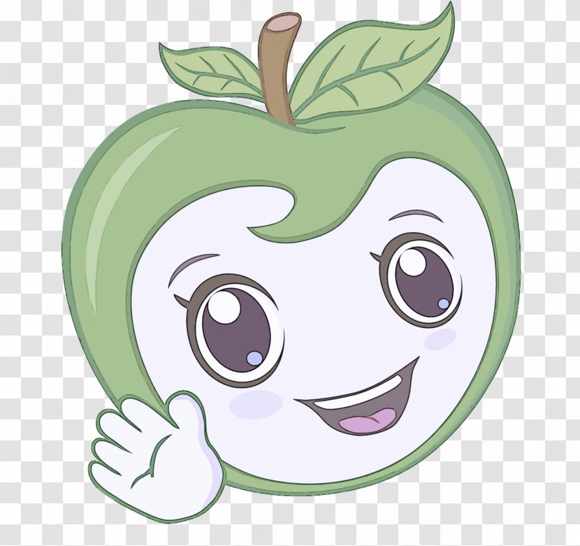 Green Face White Cartoon Facial Expression - Leaf - Smile Nose Transparent PNG