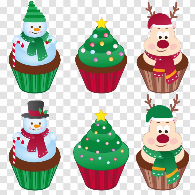 Christmas Cupcakes Cake Pudding Santa Claus - Ice Cream Buckle Creative HD Free Transparent PNG
