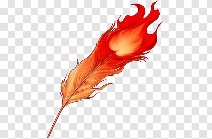 Firebird Phoenix Feather Tattoo - Idea - Red Transparent PNG