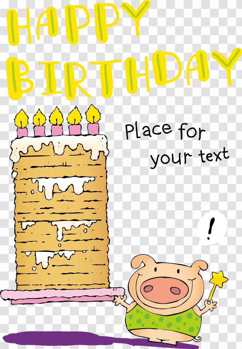 Birthday Cake Clip Art - Happiness - Hand-painted Piglets Holding Vector Transparent PNG