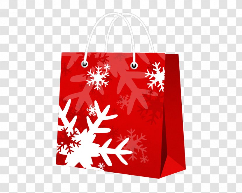 Snowflake Red Shopping Bags - Santa Claus - Christmas Gift Transparent PNG