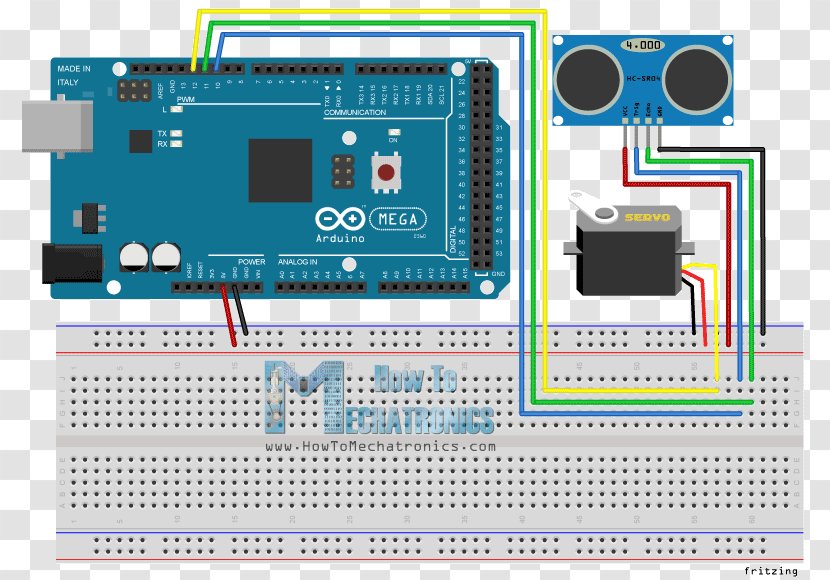 Arduino Wiring Diagram Circuit Schematic - Electrical Network - Ultrasonic Motor Transparent PNG