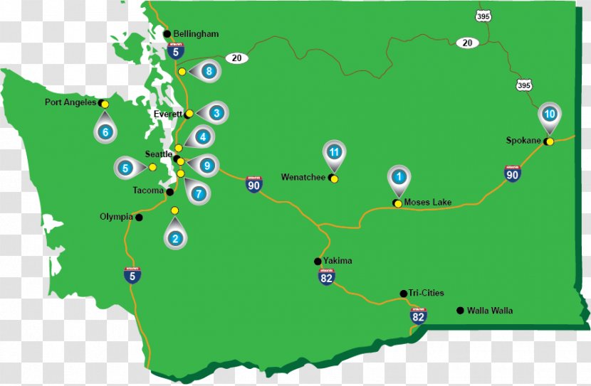 Washington Map Royalty-free - Area Transparent PNG