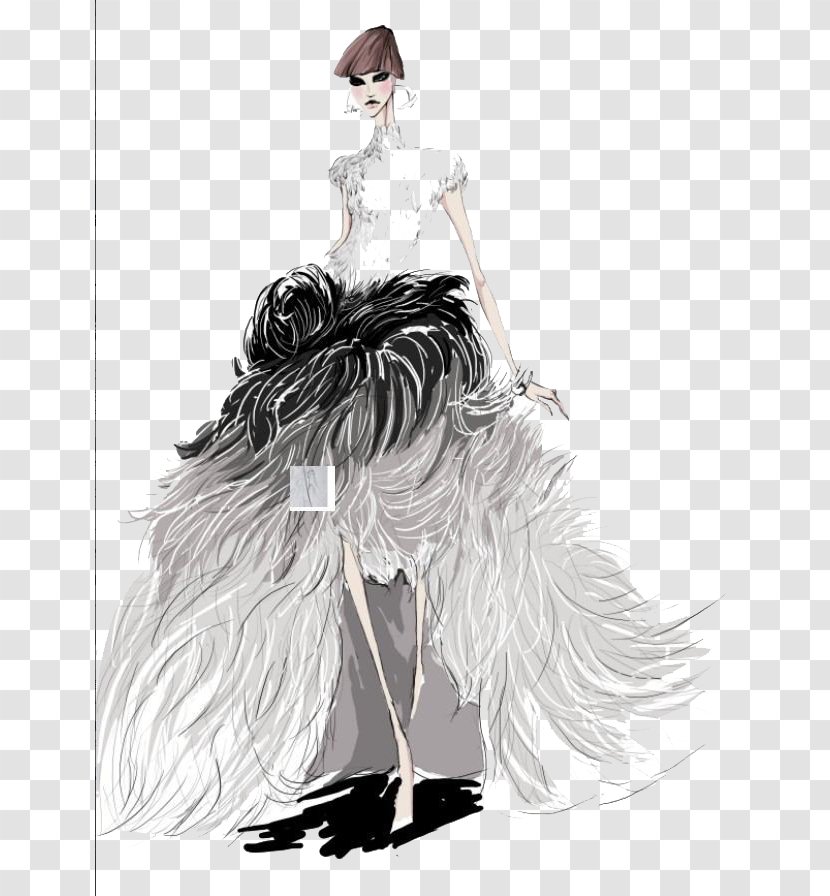 Model Fashion Designer Clothing - Shoulder - Hand-painted Wedding Dress Illustration Transparent PNG