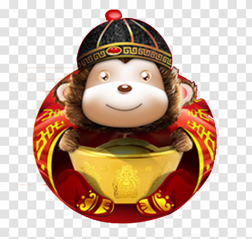 Gold Monkey Sycee - Ingot - With Hat Holding A Material Transparent PNG