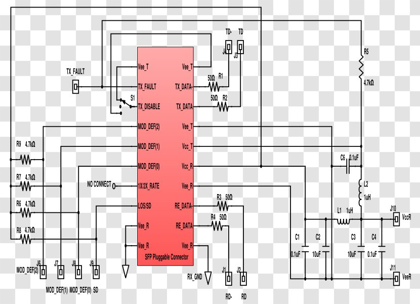 Small Form-factor Pluggable Transceiver Schematic Pinout - Plot - Underground Electro Transparent PNG