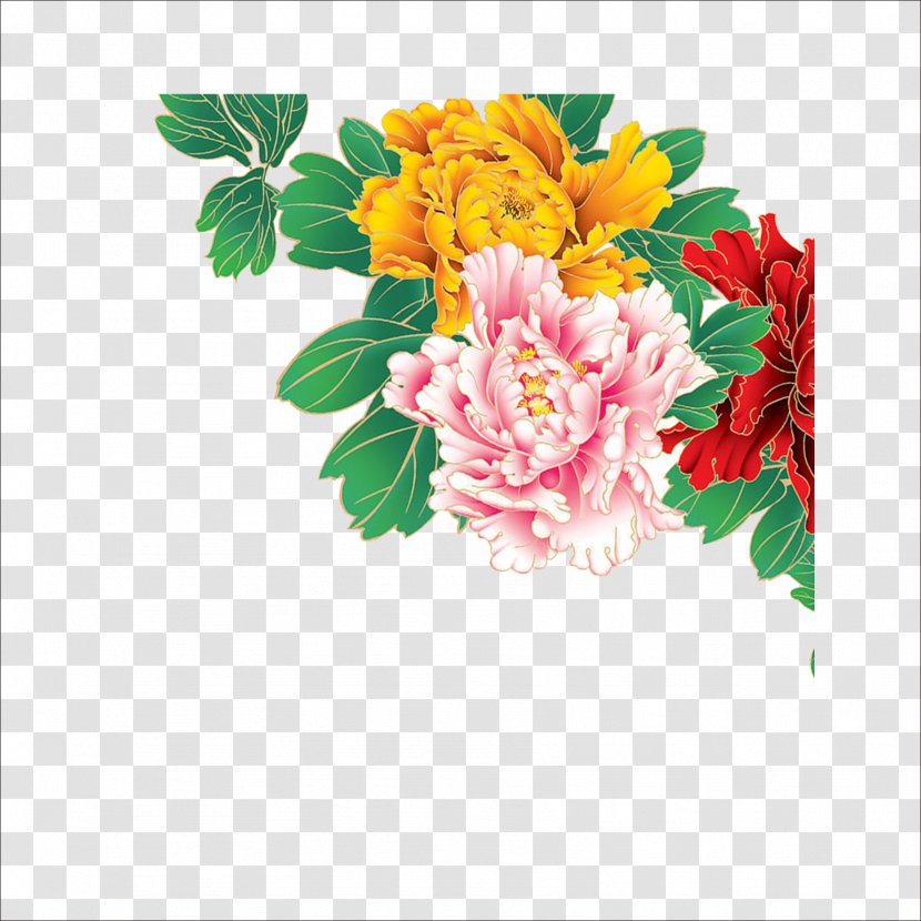 Floral Design Moutan Peony Flower Transparent PNG