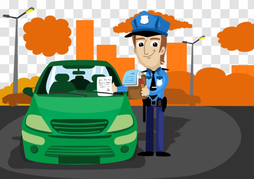 Traffic Police Car Euclidean Vector - Drawing - Hand-painted Transparent PNG