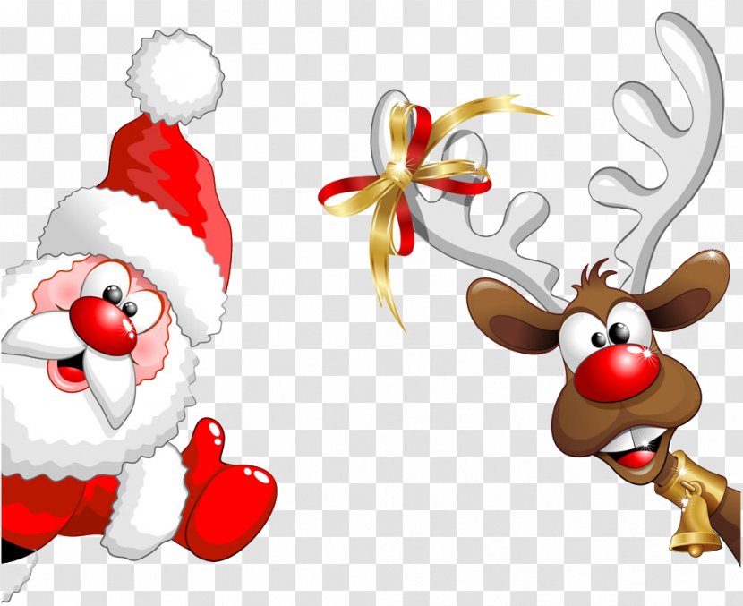 Santa Claus Rudolph Reindeer Clip Art - Deer Transparent PNG