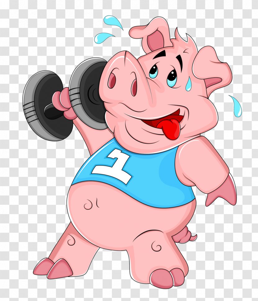 Pig Cartoon Clip Art - Flower - Dumbbell Pigs Transparent PNG