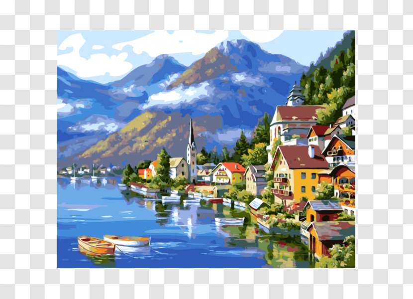 Watercolor Painting Paint By Number Oil - City Transparent PNG