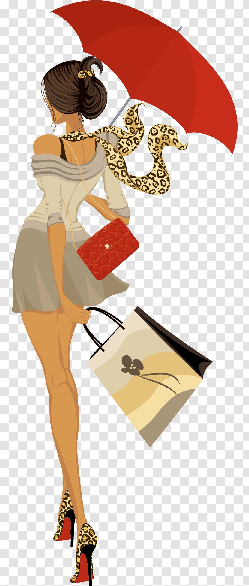 Shopping Bag Drawing Illustration - Silhouette - An Umbrella Man Transparent PNG