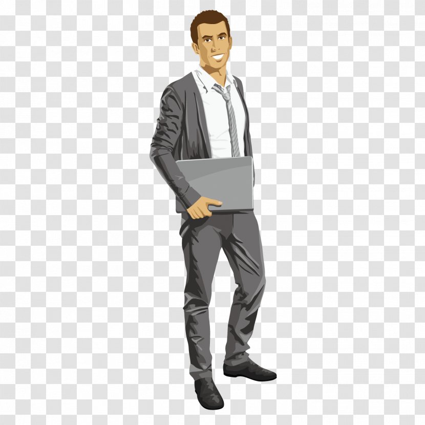 Adobe Illustrator Businessperson Chart - Suit - A Businessman Holding Notebook Transparent PNG