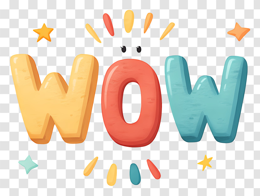 Colorful 'WOW' 3D Text Transparent PNG