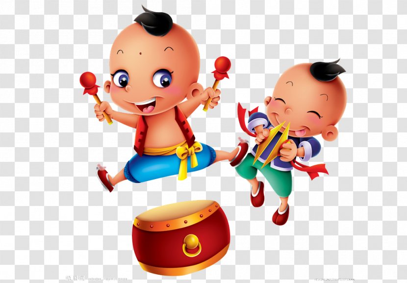 Chinese New Year Gong - Play - Cute Cartoon Doll Transparent PNG