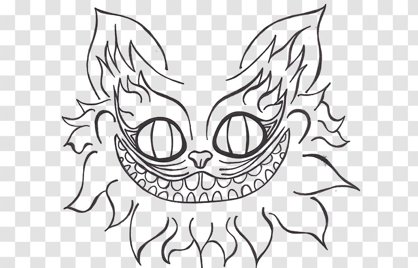 Clip Art Cheshire Cat Black And White Drawing - Wing Transparent PNG