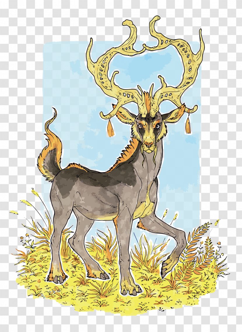 Reindeer Elk Watercolor Painting Illustration - Drawing - Vector Deer Transparent PNG