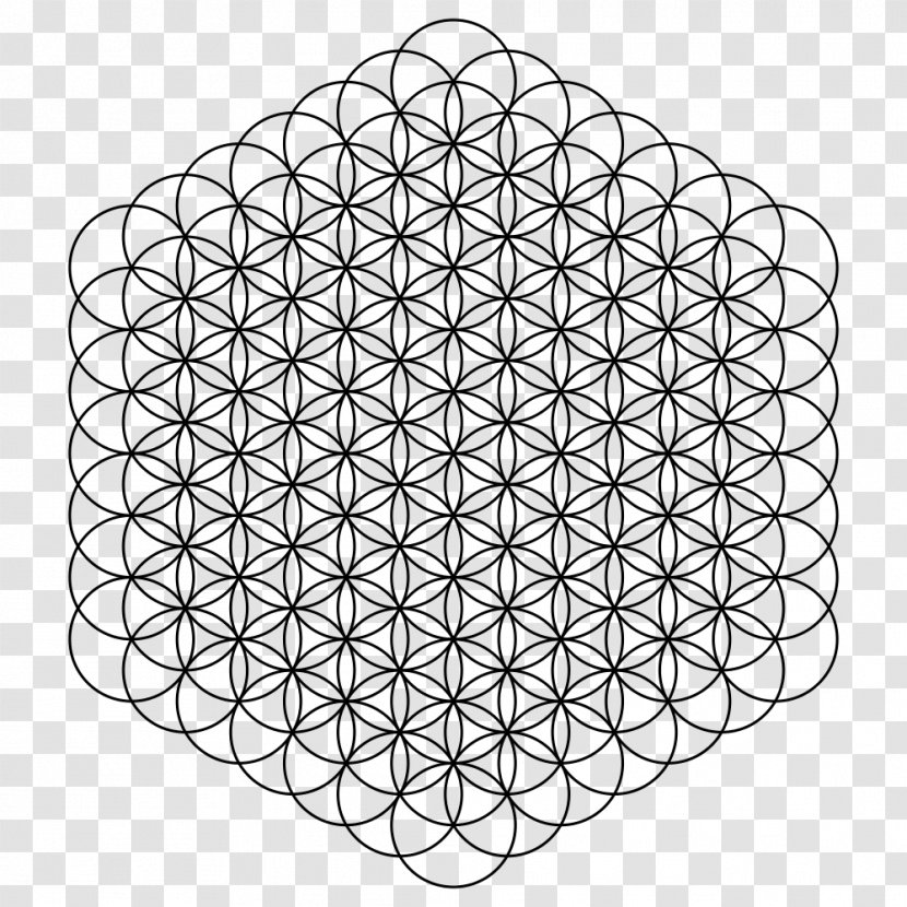 Overlapping Circles Grid Metatron's Cube Sacred Geometry Pattern - Circle Transparent PNG