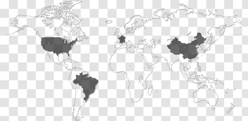 World Map Country United States - Black And White Transparent PNG