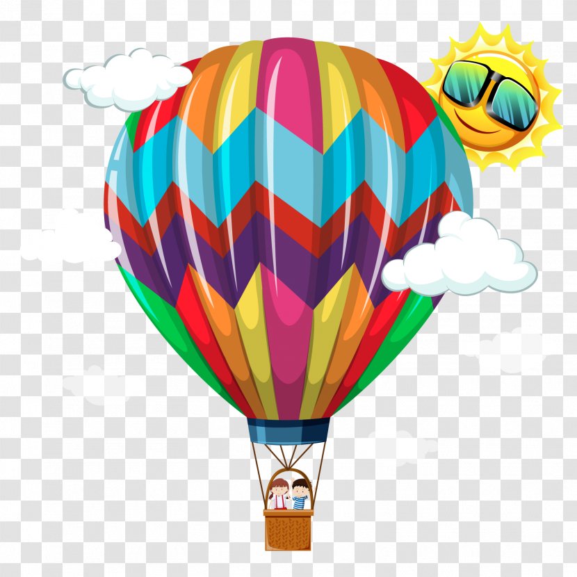 Vector Hot Air Balloon - Royalty Free - Flat Design Transparent PNG