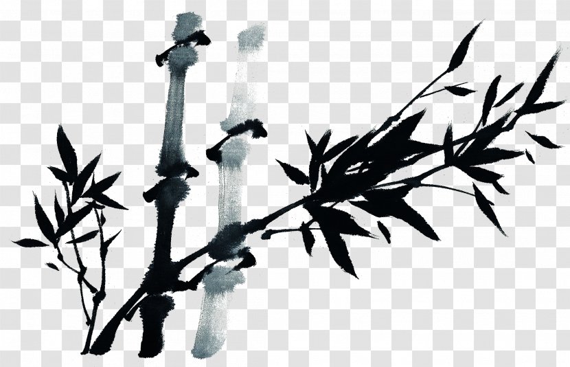 Chinese Painting Bamboo Landscape - Ink Wash - Leaves Transparent PNG