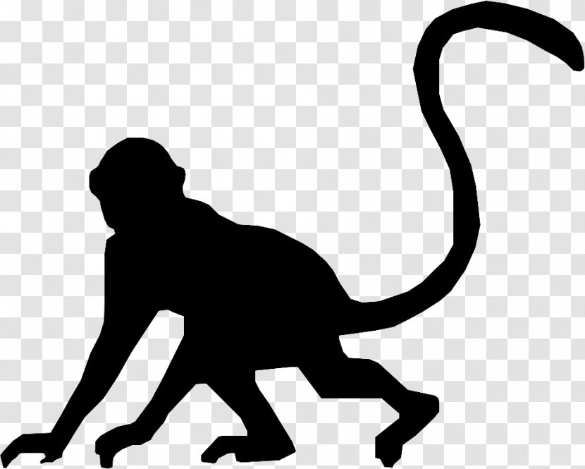 Cat Silhouette Monkey Clip Art - Black Transparent PNG