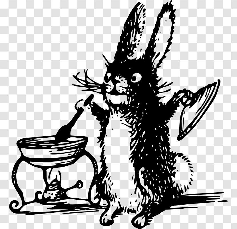 Easter Bunny Rabbit Cooking Recipe Food - Line Art Transparent PNG