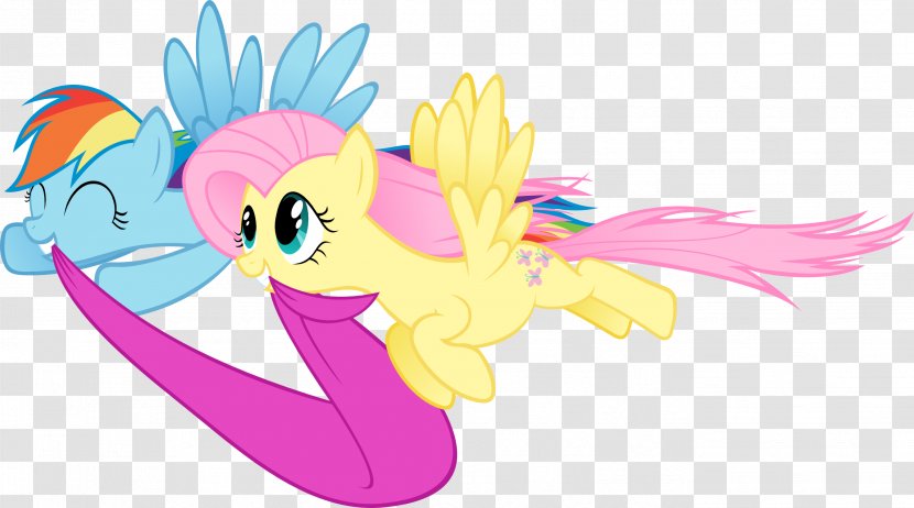 Red Ribbon Fluttershy Horse - Mammal - Flying Transparent PNG
