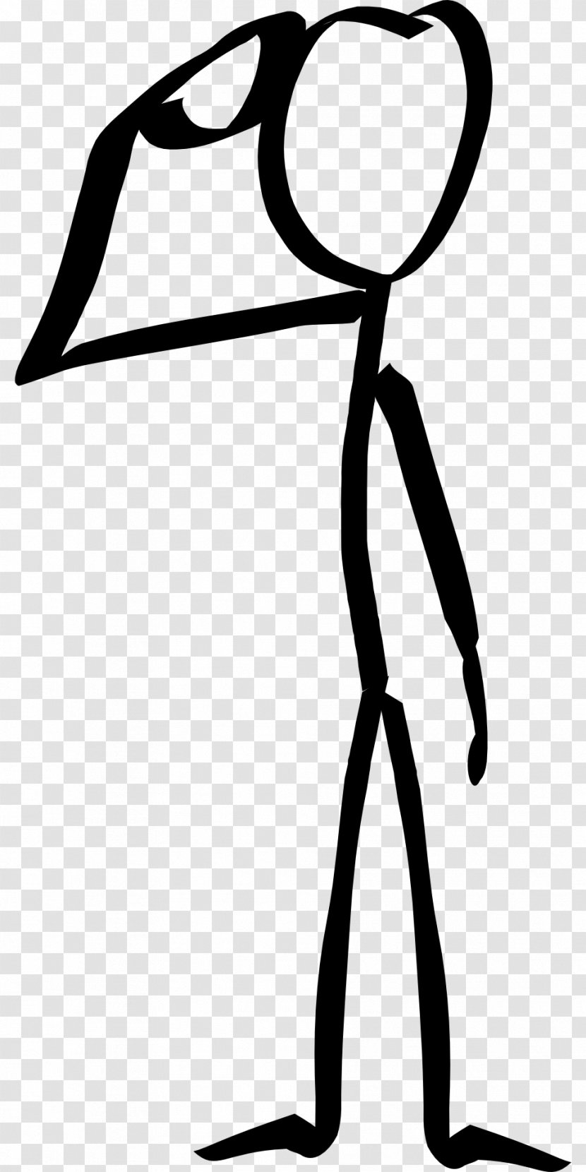 Stick Figure Royalty-free Clip Art - Black And White - Thinking Man Transparent PNG
