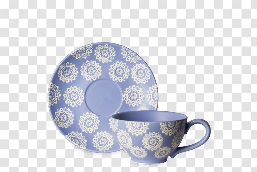Coffee Cup Saucer Ceramic Product Design Blue And White Pottery - Dishware - Tea Pattern Transparent PNG