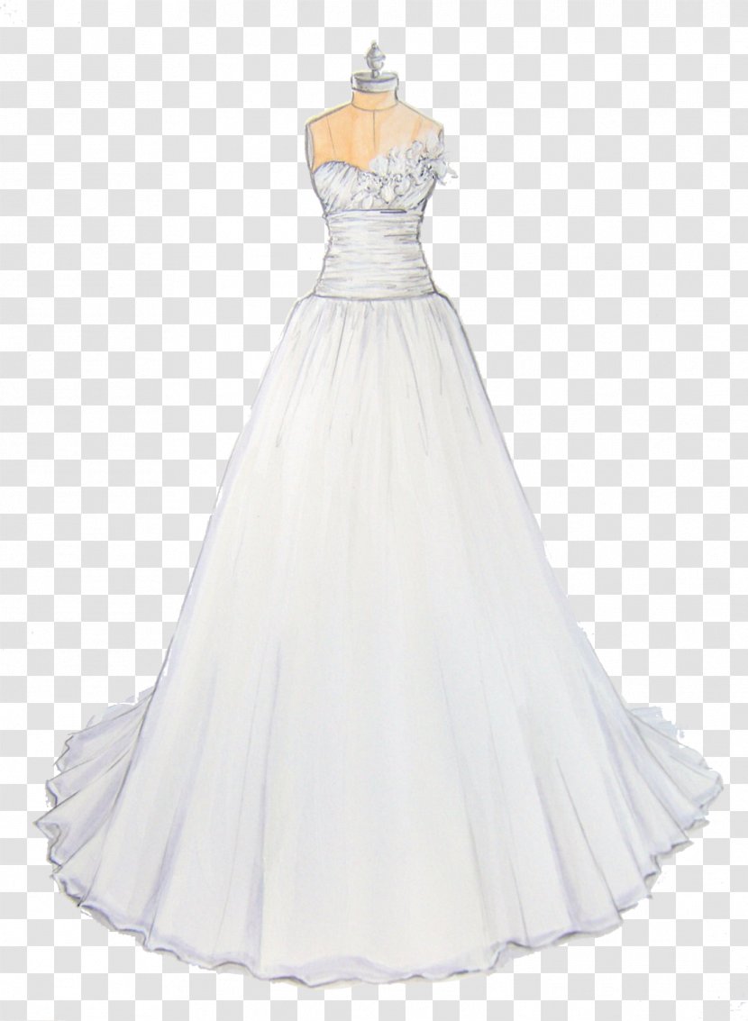 Drawing Illustration - Flower - Beautiful Wedding Dress Design Transparent PNG