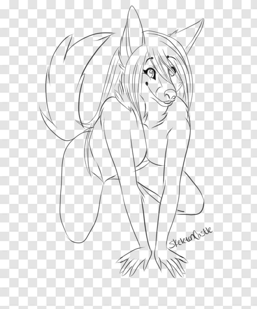 Whiskers Cat Line Art White Sketch - Watercolor Transparent PNG