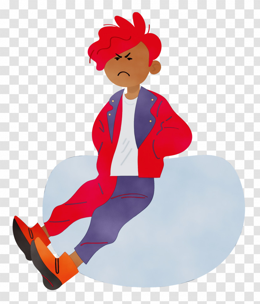 Cartoon Character Red Headgear Sitting Transparent PNG