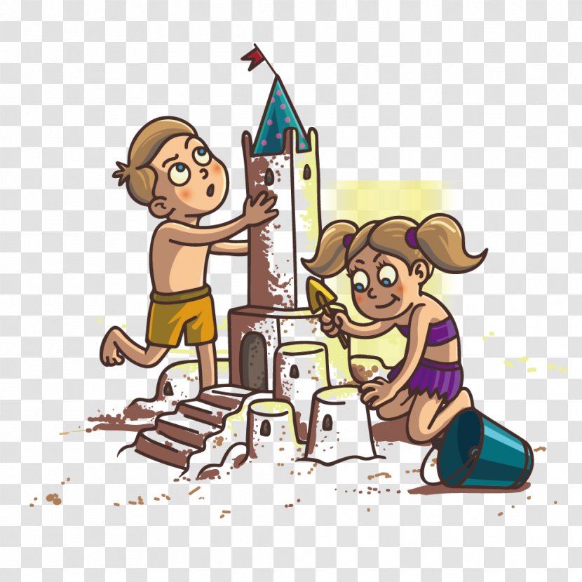 Child Sand Art And Play Castle Illustration - Mammal - Beach For Children Transparent PNG