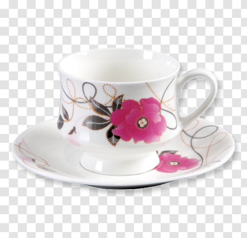 Coffee Cup Espresso Saucer Porcelain Mug - Tableware - Chinese Bones Transparent PNG